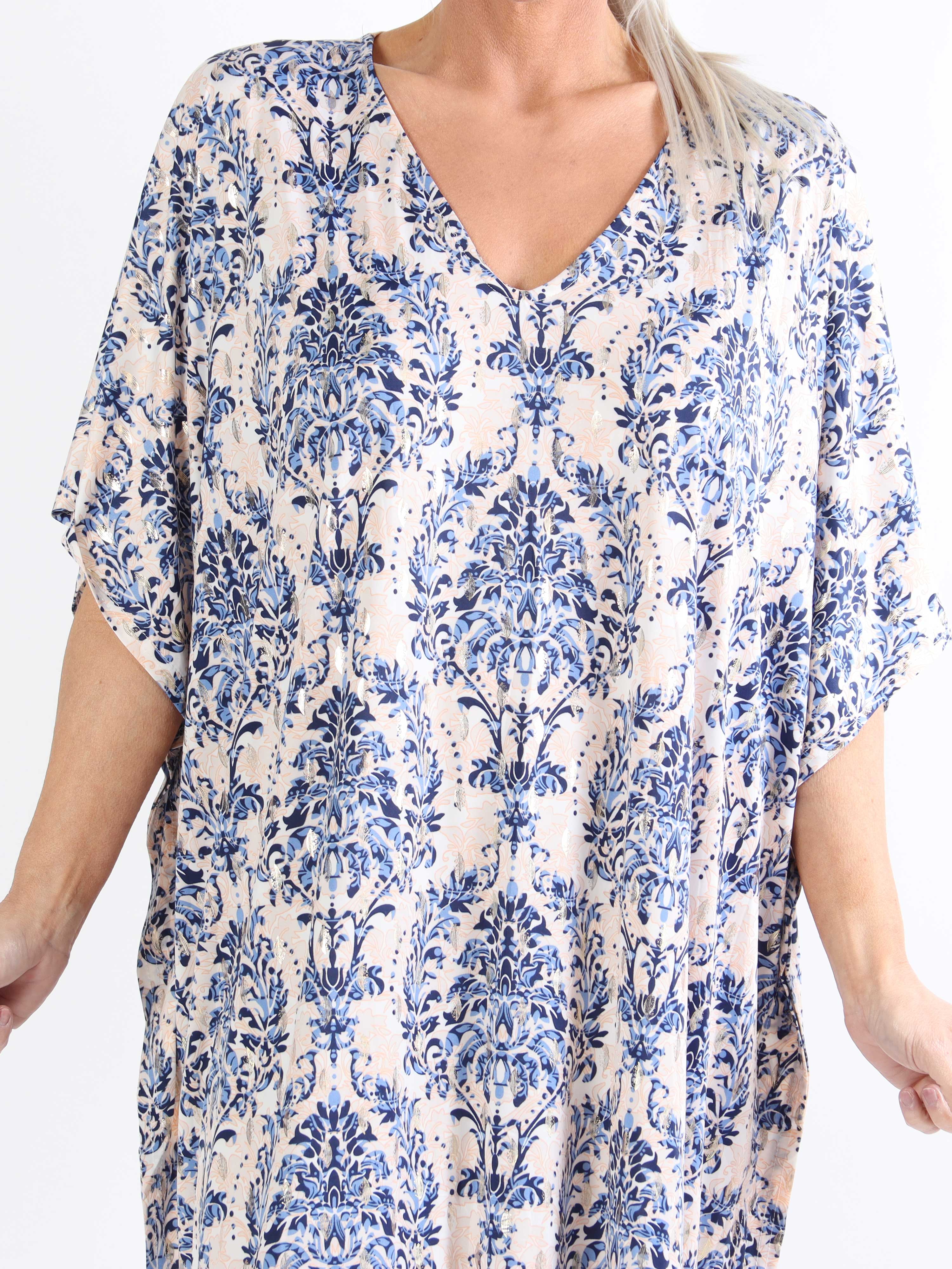 Azmina Royal - Elastisk plus size tunikakjole i loose fit